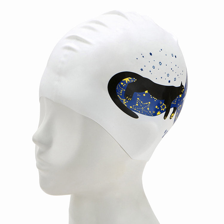 SWAVE Dreaming Jaguar Silicone Swim Cap White