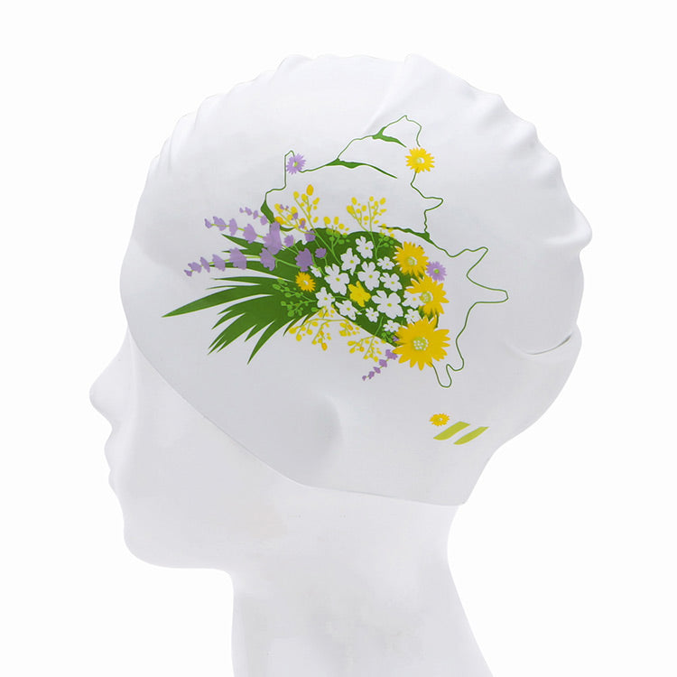 [SW-CS076-WHT] Flower Shell Silicone Swim Cap White