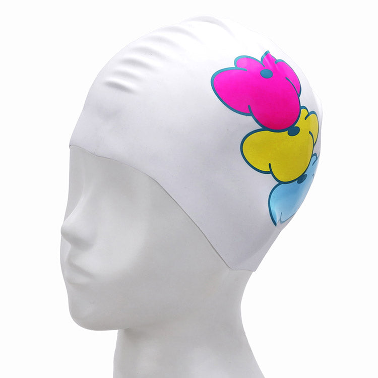 [SW-CS122] Flower Trio シリコン スイムキャップ ホワイト