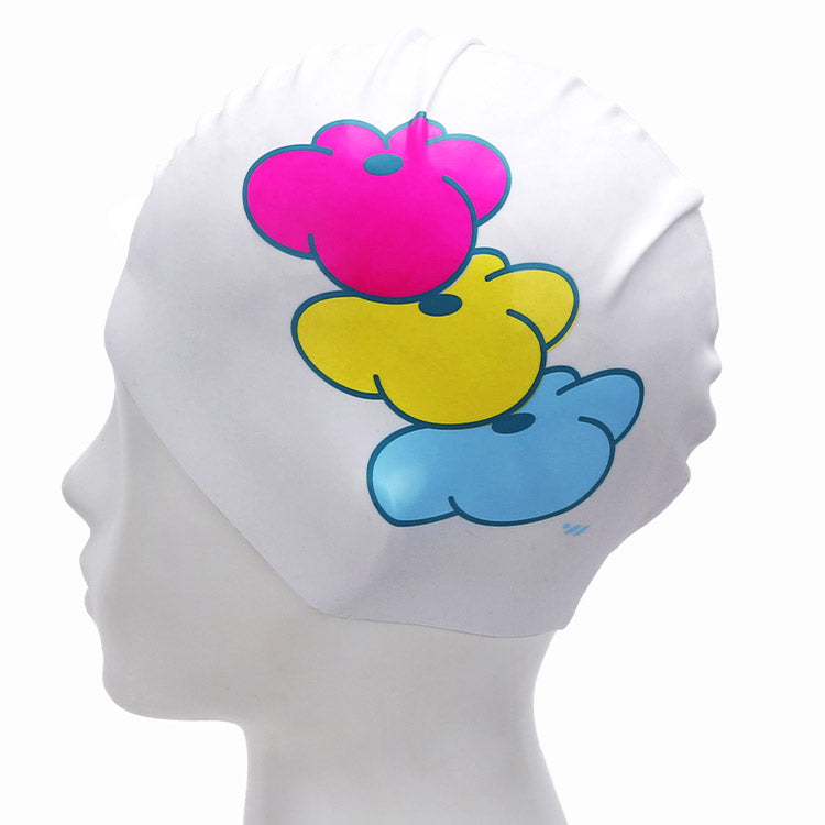 [SW-CS122] Flower Trio シリコン スイムキャップ ホワイト