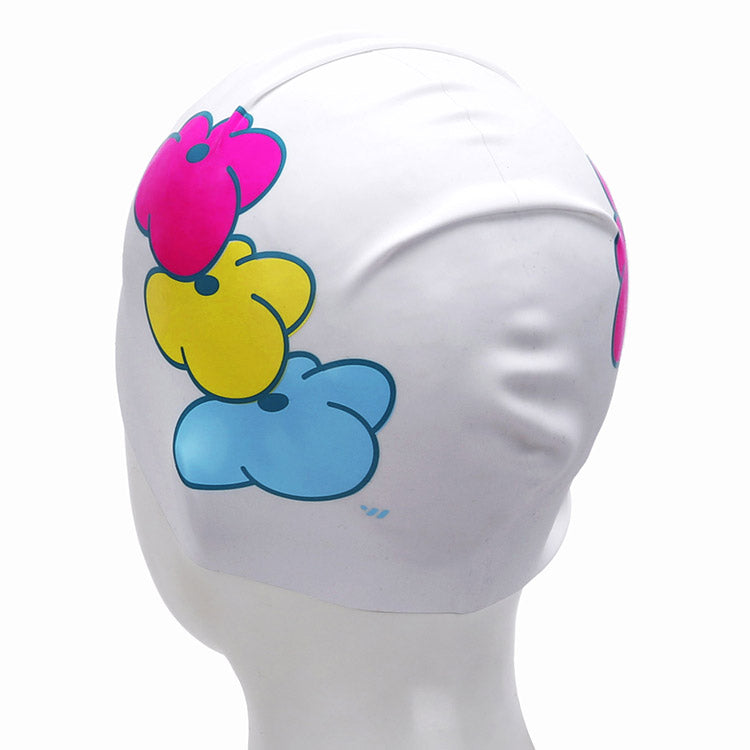 [SW-CS122] Flower Trio シリコン スイムキャップ ホワイト