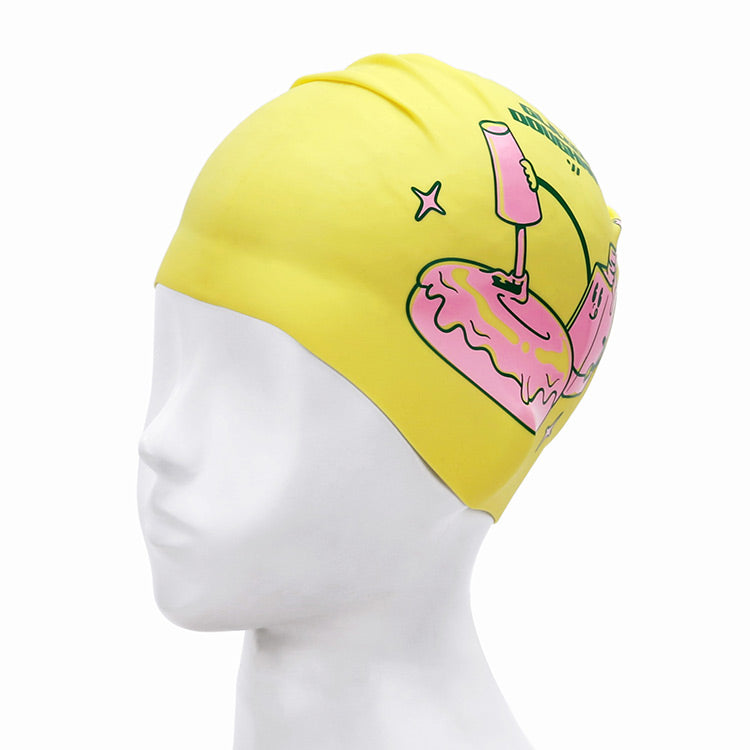 [SW-CS111] Glossy Top Coat Donut シリコン スイムキャップ イエロー