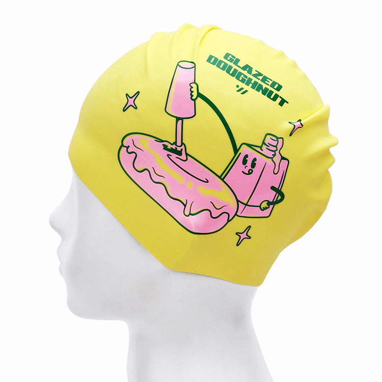 [SW-CS111] Glossy Top Coat Donut シリコン スイムキャップ イエロー