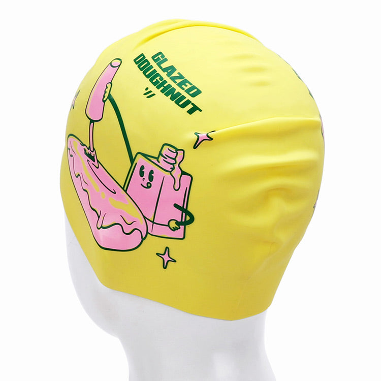 [SW-CS111] Glossy Top Coat Donut シリコン スイムキャップ イエロー
