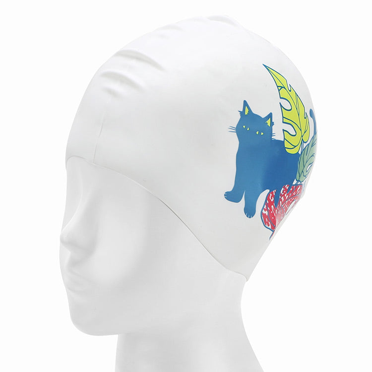 [SW-CS085] Hidden Cat シリコン スイムキャップ ホワイト