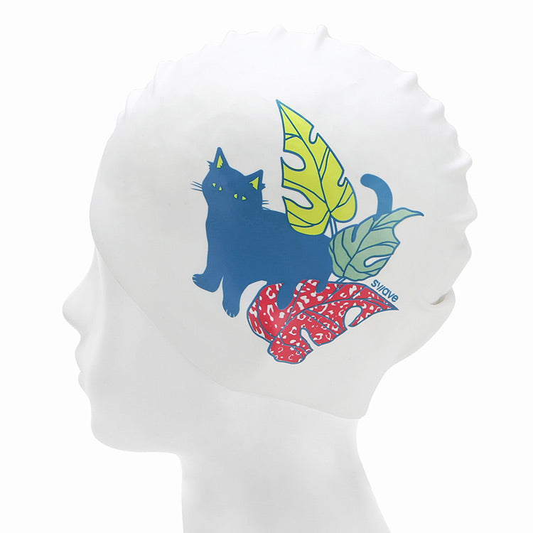 [SW-CS085] Hidden Cat シリコン スイムキャップ ホワイト