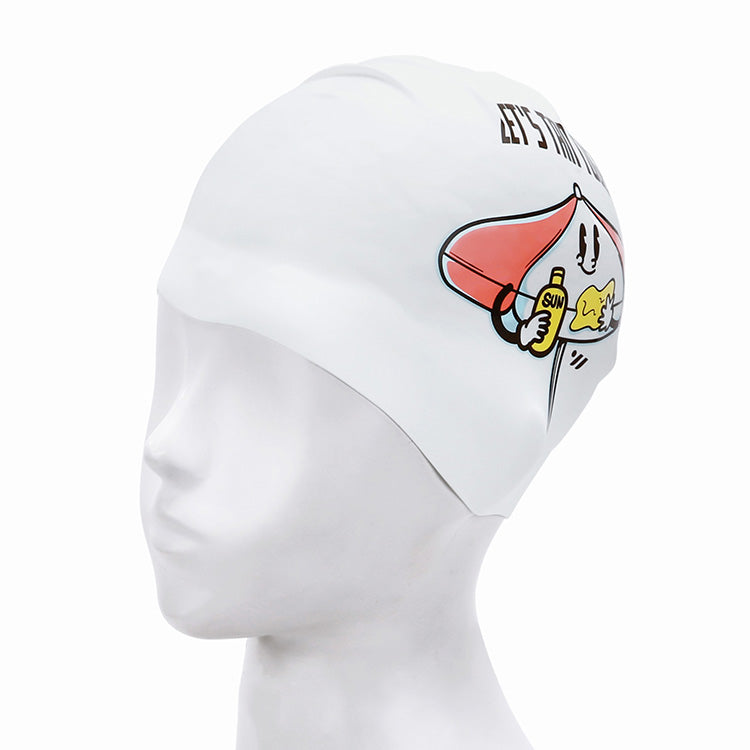[SW-CS116] Let's Tan Together シリコン スイムキャップ ホワイト