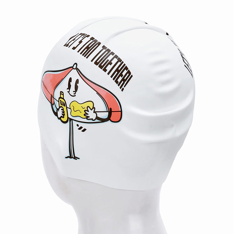 [SW-CS116] Let's Tan Together シリコン スイムキャップ ホワイト