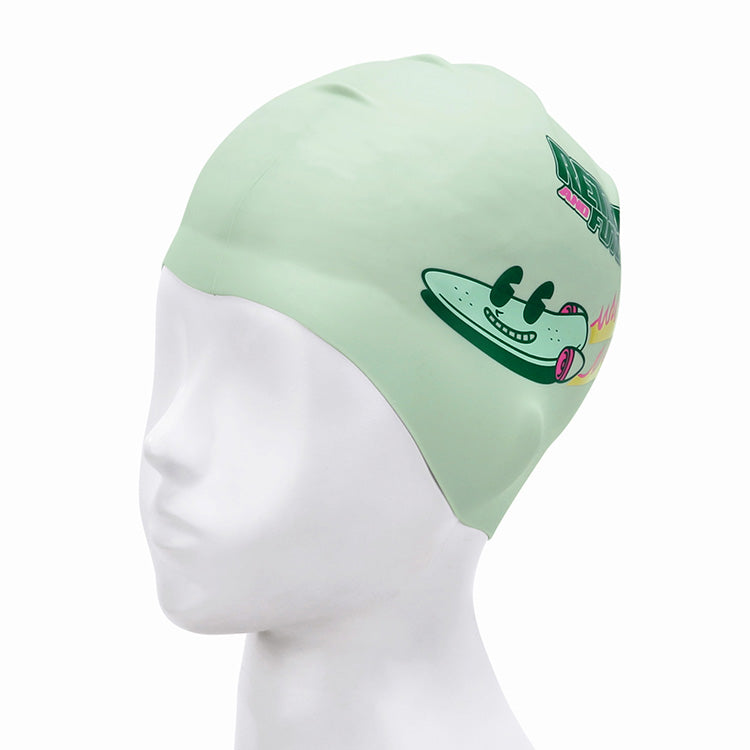 [SW-CS115] Retro Future シリコン スイムキャップ ペールミント