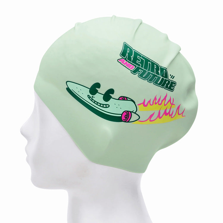 [SW-CS115] Retro Future シリコン スイムキャップ ペールミント