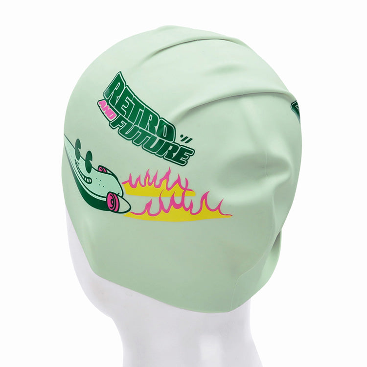 [SW-CS115] Retro Future シリコン スイムキャップ ペールミント