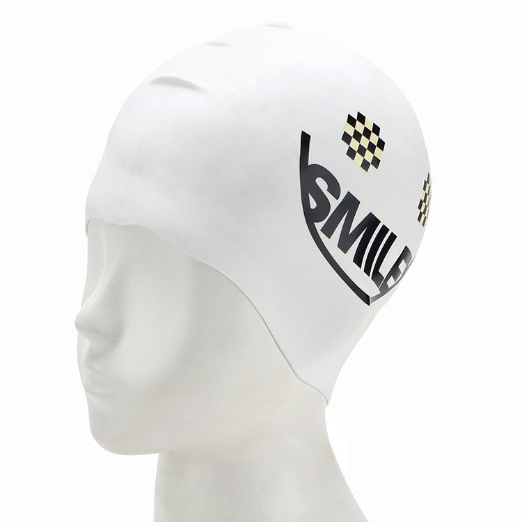 [SW-CS077] Smiley シリコン スイムキャップ ホワイト