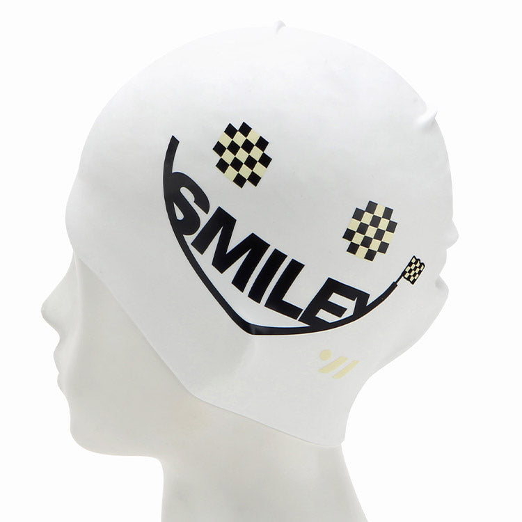 [SW-CS077] Smiley シリコン スイムキャップ ホワイト