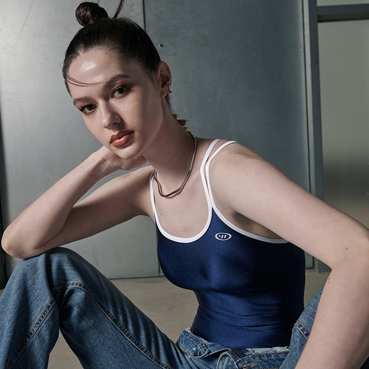 [SWD1WS009] Stella Double Point Back Swimsuit Navy