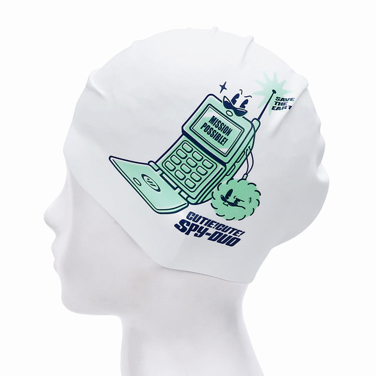 [SW-CS108] Y2K Spy Duo シリコン スイムキャップ ホワイト