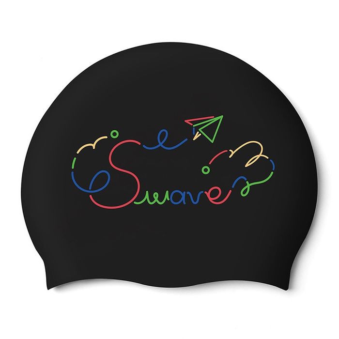 SWAVE Colorful Swave Silicone Swim Cap Black