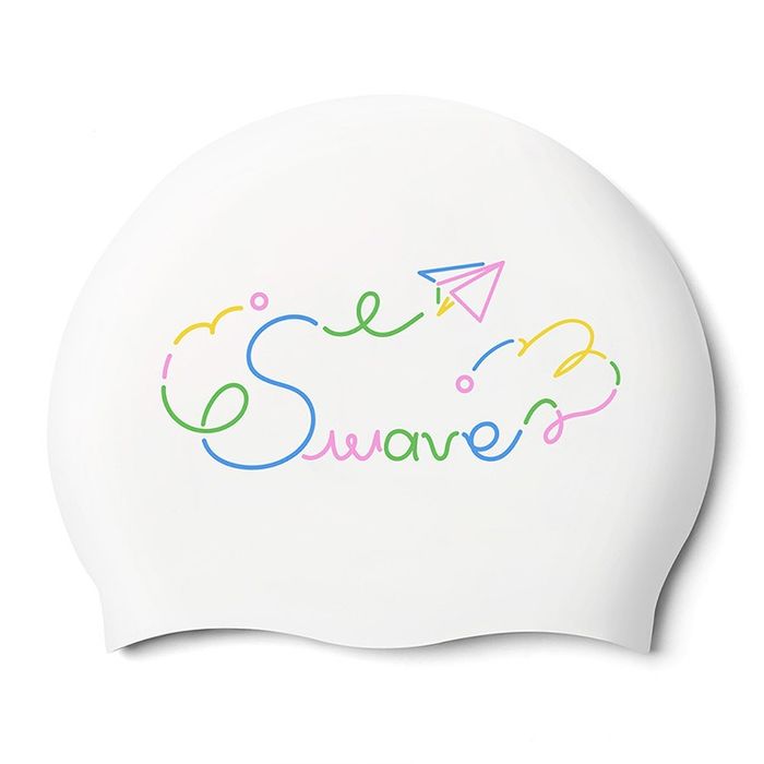 SWAVE Colorful Swave Silicone Swim Cap White