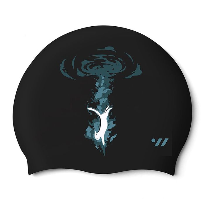 SWAVE Diving Cat Silicone Swim Cap Black
