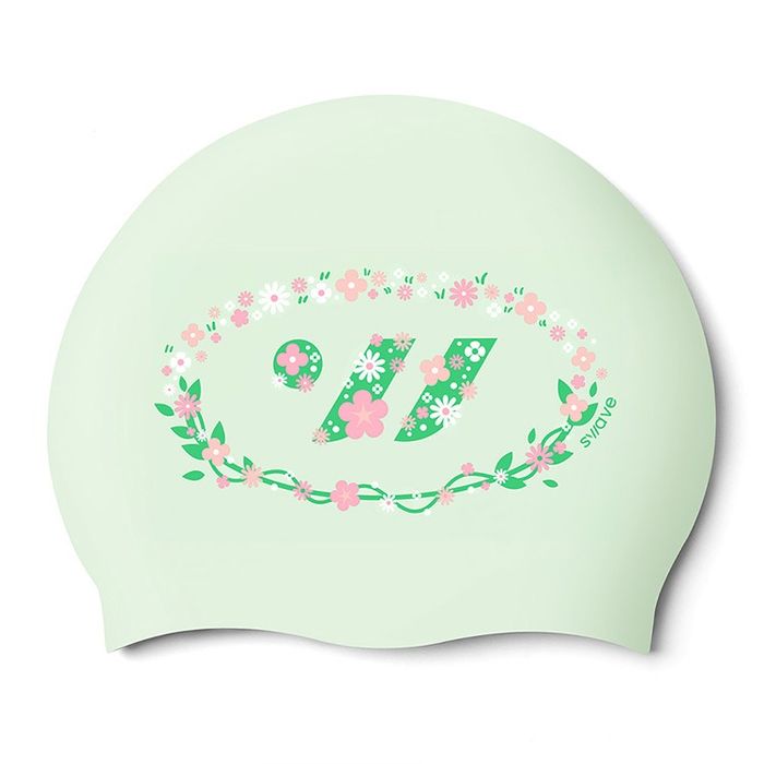 SWAVE Floral Swave Silicone Swim Cap Pale Mint