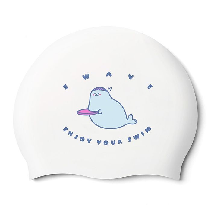 SWAVE Junior Seal Silicone Swim Cap White