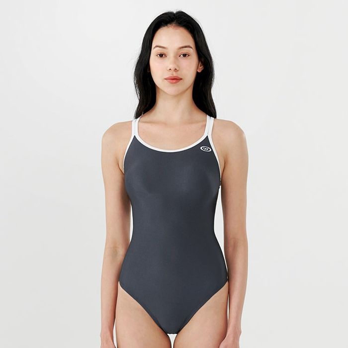 SWAVE Stella Double Point Back Swimsuit Dark Grey
