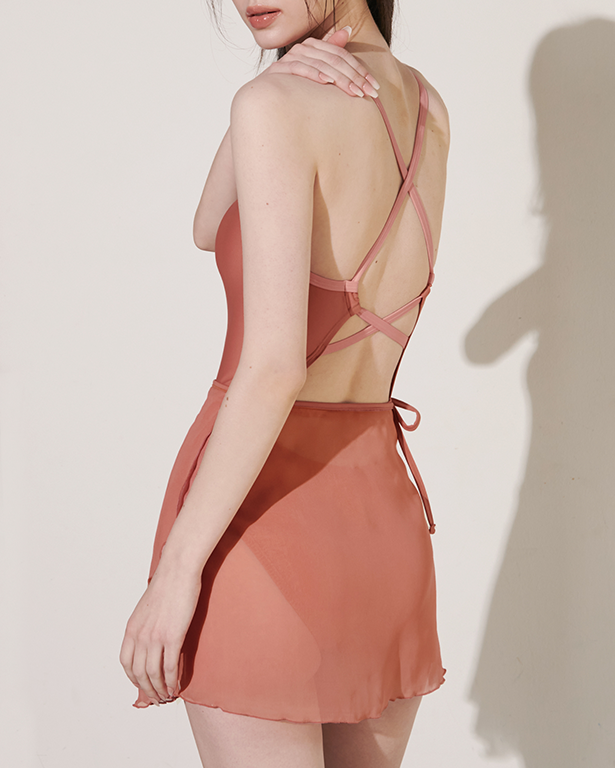 [SWD1WB001] Chiffon Wrap Cover-Up Sand Coral