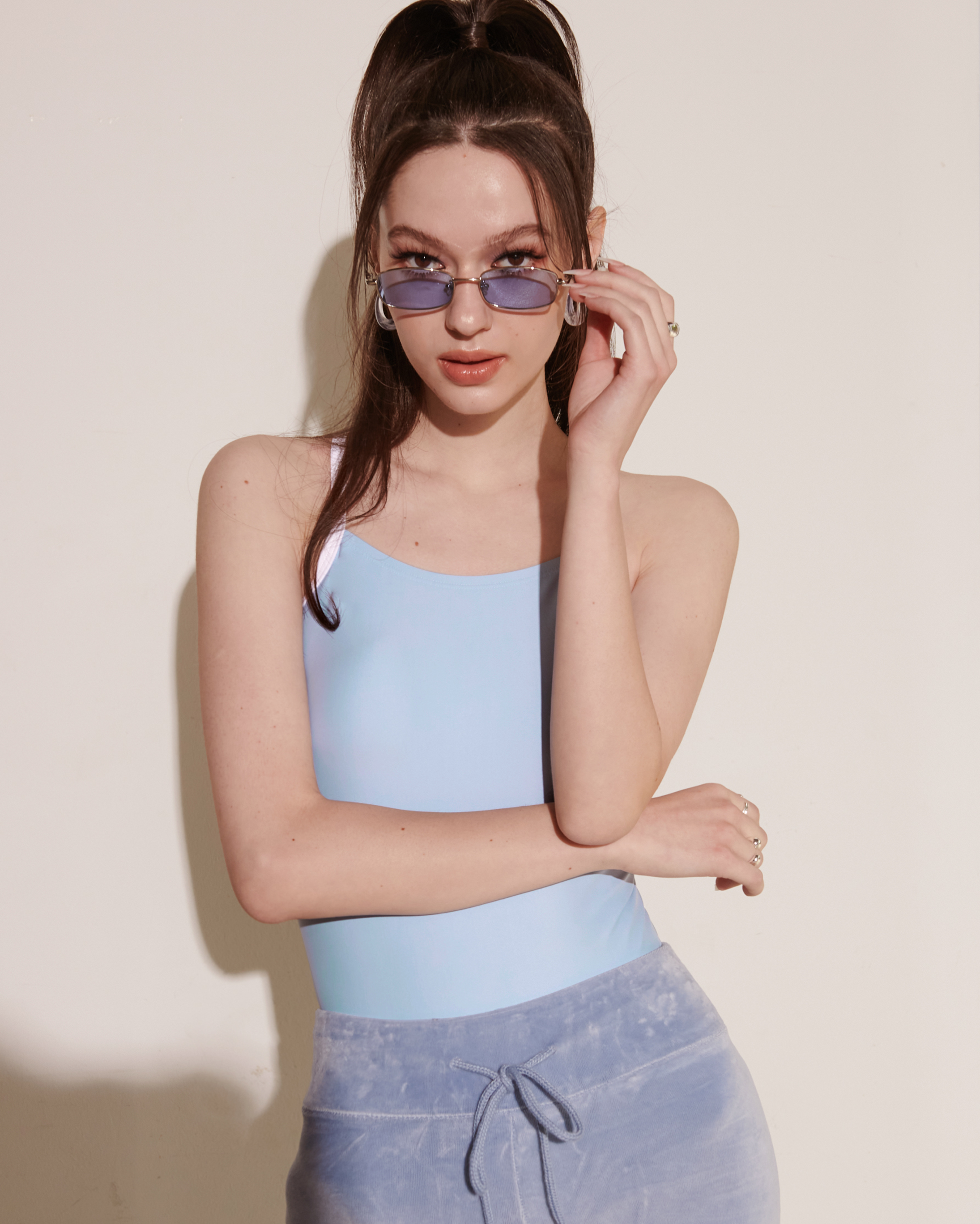 [SWD1WS003-1] Pixie Double Crossバック水着 パステルブルー