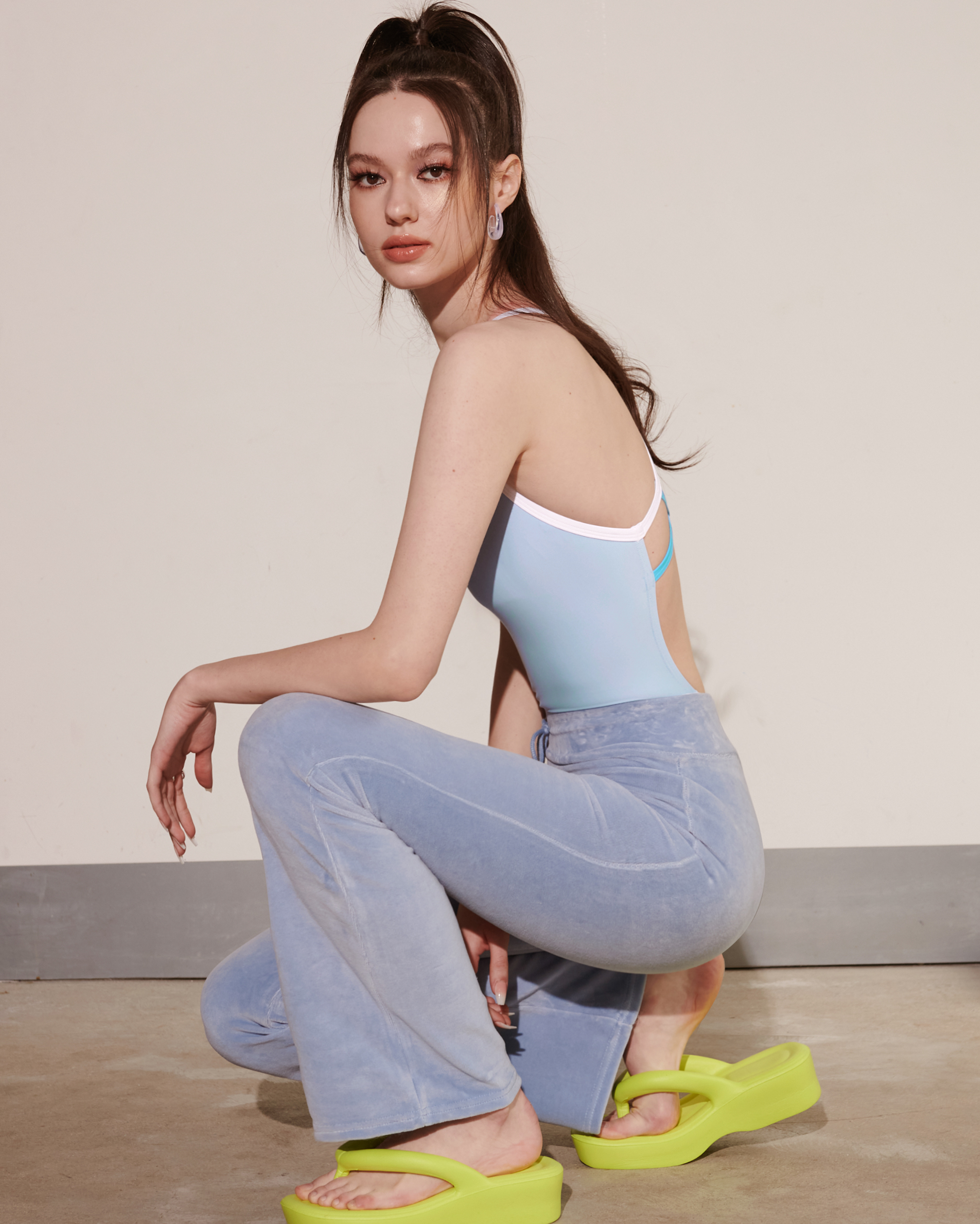 [SWD1WS003-1] Pixie Double Crossバック水着 パステルブルー