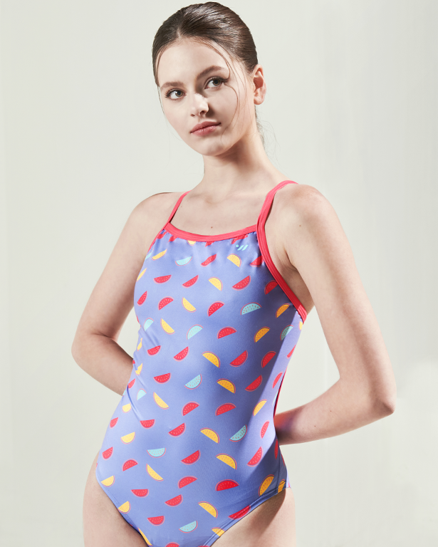 [SWE1WS026] Super Sweet Soda V-Back Swimsuit Purple Blue